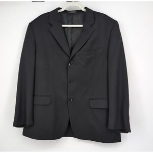 Jones New York Wool & Silk 42 S Pinstripe Black on Black 3 Button Blazer Jacket
